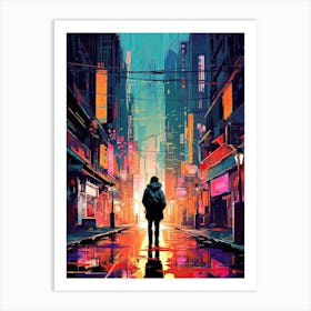 Cyberpunk Neon Street Art Art Print