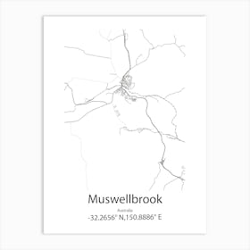 Muswellbrook,Australia Minimalist Map Art Print