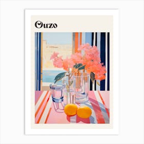 Ouzo Retro Cocktail Poster Art Print