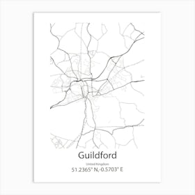 Guildford,United Kingdom Minimalist Map Art Print