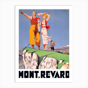 Mont Revard, Couple On A Golf Course Art Print