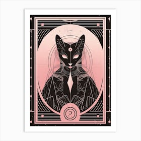 The High Priestess Tarot Card, Black Cat In Pink 2 Art Print