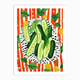 Cucumbers Summer Illustration 3 Art Print