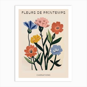 Spring Floral French Poster  Carnations 7 Art Print
