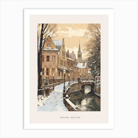 Vintage Winter Poster Bruges Belgium 4 Art Print