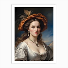 Elegant Classic Woman Portrait Painting (3) Art Print