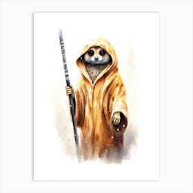 Baby Meerkat As A Jedi Watercolour 4 Art Print