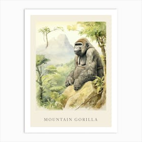 Beatrix Potter Inspired  Animal Watercolour Mountain Gorilla 3 Art Print