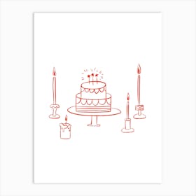 Birthday Cake With Candles Art Print