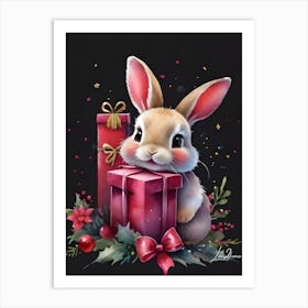 Rabbit and his Christmas presents Art Print