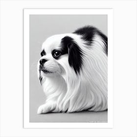 Japanese Chin B&W Pencil Dog Art Print