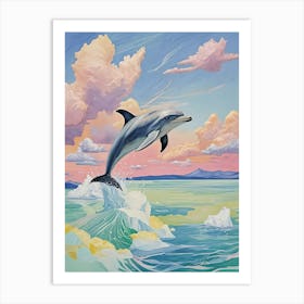 Winter Dolphin Leaping Art Print