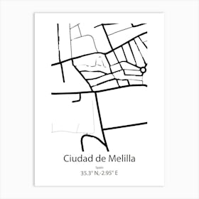 Ciudad De Melilla,Spain Minimalist Map Poster