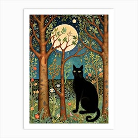 William Morris Black Cat In The Forest 6 Art Print