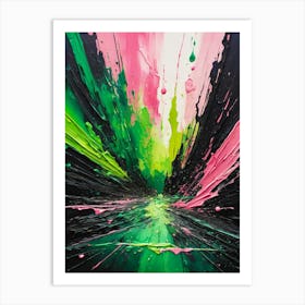 Splatter Abstract Pink Green Painting Art Print