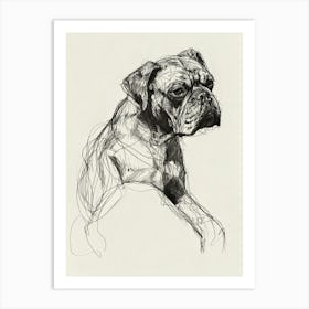 Dog Black & White Line Sketch 3 Art Print