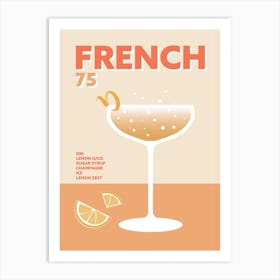 French 75 Cocktail Champagne Prosecco Colourful Kitchen Wall Art Print
