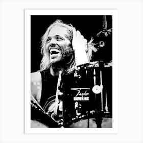 Taylor Hawkins Drummer Black White Line Art Póster