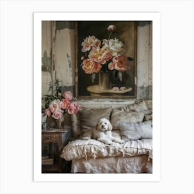 Shabby Chic Poodle 1 Art Print