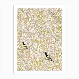 Magpie William Morris Style Bird Art Print