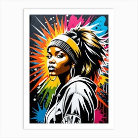 Graffiti Mural Of Beautiful Hip Hop Girl 48 Art Print