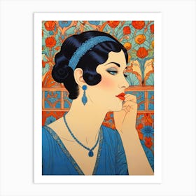 Lady In Blue Art Print