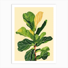 Fiddle Leaf Fig Plant Minimalist Illustration 7 Art Print