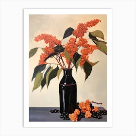 Bouquet Of Beautyberry Flowers, Autumn Fall Florals Painting 2 Art Print