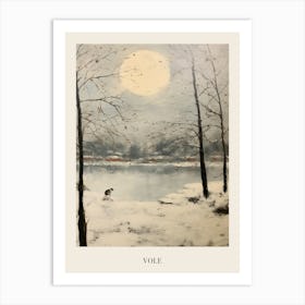 Vintage Winter Animal Painting Poster Vole 1 Art Print