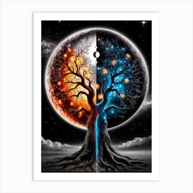 Cosmic Tree of Fire and Ice Art Print