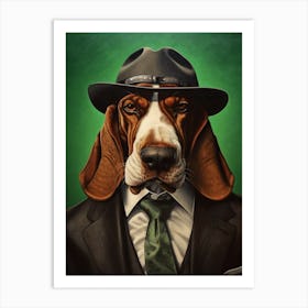 Gangster Dog Basset Hound Art Print