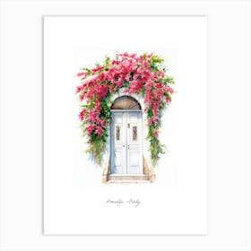 Amalfi, Italy   Mediterranean Doors Watercolour Painting 2 Poster Art Print