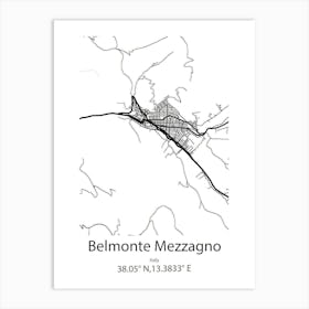 Belmonte Mezzagno,Italy Minimalist Map Art Print