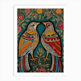 Default Traditional Indian Madhubani Style Painting Of A Birds 1 Art Print