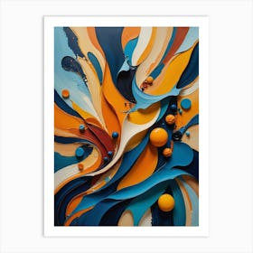 Abstract Painting Contours of Serenity 1 Art Print