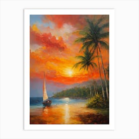 Sunset At The Beach Art Print