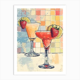 Fruity Daiquiri Watercolour Geometric 1 Art Print