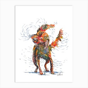 Cute Dog Splashing Water Art Print