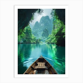 Boat In A Cave 1 Art Print