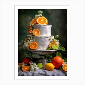 Wedding Cake With Oranges sweet food Art Print