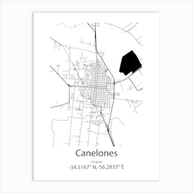 Canelones,Uruguay Minimalist Map Art Print