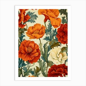 Poppy Flower Pattern 1 Art Print