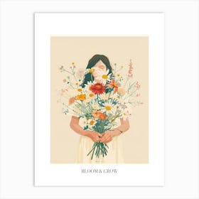 Bloom And Grow Spring Girl With Wild Flowers 7 Art Print