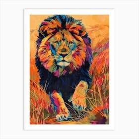 Transvaal Lion Lion In Different Seasons Fauvist Painting 5 Art Print