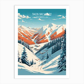 Poster Of Taos Ski Valley   New Mexico, Usa, Ski Resort Illustration 1 Art Print