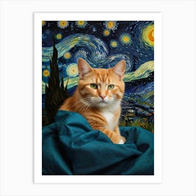 Starry Night Cat Art Print