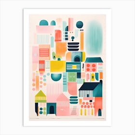 A House In Stockholm, Abstract Risograph Style 1 Art Print