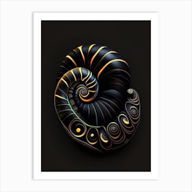 Snail With Black Background Patchwork Art Print
