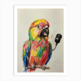 Parrot With Microphone Art Print