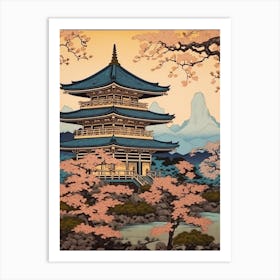 Ryoan Ji Temple, Japan Vintage Travel Art 2 Art Print